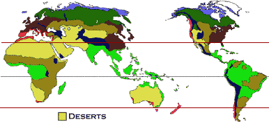 Where are deserts found?
